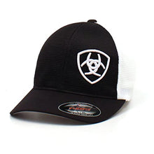 Load image into Gallery viewer, Ariat Flexfit 360 Shield Black White Hats Cap A300039001