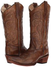 Load image into Gallery viewer, Corral Circle G Women's 13-inch Brown Corded Embroidery Snip Toe Pull-On Burnished Cowboy Boot