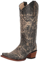 Load image into Gallery viewer, Corral Womens Black Crackle/Bone Embroidery, Size: