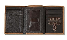 Load image into Gallery viewer, ARIAT TRIFOLD WALLET FLORAL EMBOSSED BROWN