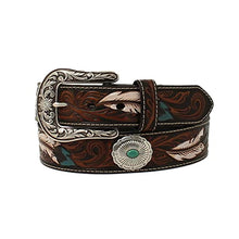 Load image into Gallery viewer, ARIAT Ladies Belt Feather Floral Embossed Oval Concho