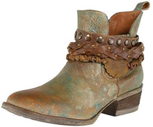 Load image into Gallery viewer, Corral Women'S Green Harness & Stud Details Round Toe Leather Western Ankle Cowboy Boots - 6.5 B