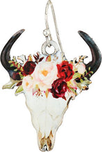 Load image into Gallery viewer, M&F Western Flower Crown Cow Skull Three-Piece Jewelry Set White/Silver One Size