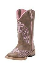 Load image into Gallery viewer, Blazin Roxx Girl's Gracie Wings And Cross Inlay Boot Brown