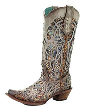 Load image into Gallery viewer, CORRAL Women's Taupe Inlay Western Boot Snip Toe - C3409