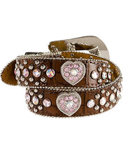 Load image into Gallery viewer, M&F Western Girls' Hearts Belt (Little Big Kids), Brown, 20