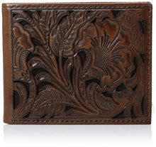 Load image into Gallery viewer, Ariat Men's Tonal Brown Floral Inlay Trifold Wallet, One Size