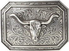 Load image into Gallery viewer, Ariat Rectangle Longhorn Buckle Antique Silver One Size