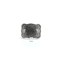 Load image into Gallery viewer, Ariat Men's Scalloped Rectangular Filigree Buckle Belt, Silver, One Size | 701340535121