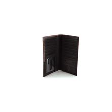 Load image into Gallery viewer, Ariat Men's Cross Corner Inlay Rodeo Western Wallet, Brown, One Size | 701340569607