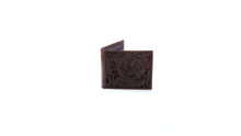 Load image into Gallery viewer, ARIAT Men's Tonal Brown Floral Inlay Trifold Wallet, One Size | 701340579545