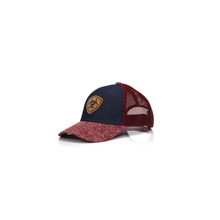 Load image into Gallery viewer, ARIAT Ladies Heather and Cork Patch Denim/Red Adjustable Snapback Hat | 701340669291
