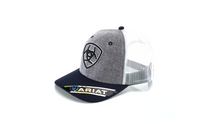 Load image into Gallery viewer, ARIAT Mens Snapback Grey Embroidery Navy | 701340669369