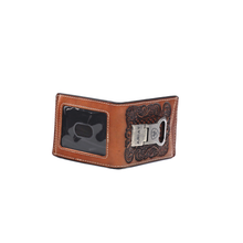 Load image into Gallery viewer, Ariat Men's Floral Embossed Bifold Money Clip Wallet A3544408