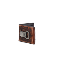 Load image into Gallery viewer, Ariat Men's Floral Embossed Bifold Money Clip Wallet A3544408