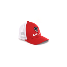 Load image into Gallery viewer, ARIAT Men's Red Flexfit USA Shield Logo Cap | 701340708839