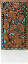 Load image into Gallery viewer, Nocona Belt Co. Unisex-Adult's Nocona Floral Inlay Buckstitch Rodeo Wallet, blue --|-- 14795