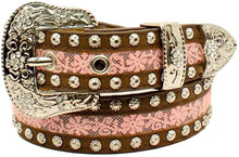 Load image into Gallery viewer, Ariat Girl's Floral Lace And Silver Studs Belt --|-- 9360