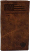 Load image into Gallery viewer, Ariat Men's Brown USA Flag Rodeo Style Leather Wallet --|-- 17963