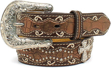 Load image into Gallery viewer, Ariat Girls Metallic Croc And Cross Belt And Buckle --|-- 1027