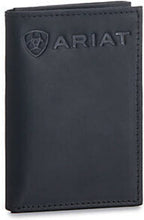 Load image into Gallery viewer, Ariat Men's Black Leather Trifold Wallet with Embossed Logo --|-- 7036