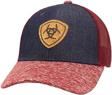 Load image into Gallery viewer, ARIAT Ladies Heather and Cork Patch Denim/Red Adjustable Snapback Hat --|-- 18009