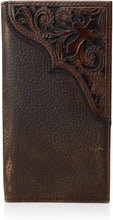 Load image into Gallery viewer, Ariat Men's Cross Corner Inlay Rodeo Western Wallet, Brown, One Size --|-- 1243