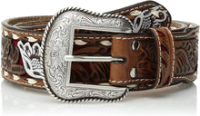 Load image into Gallery viewer, Nocona Belt Co. Unisex-Adult's Nocona Buckstitch Edge Inlay Paited Flower Belt