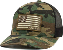 Load image into Gallery viewer, ARIAT Men's Camo Snap Back Embroidered USA Flag Cap --|-- 17533
