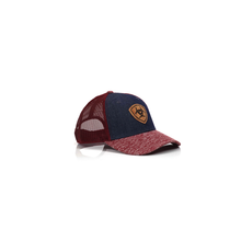 Load image into Gallery viewer, ARIAT Ladies Heather and Cork Patch Denim/Red Adjustable Snapback Hat | 701340669291