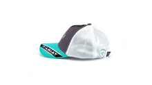 Load image into Gallery viewer, ARIAT Women&#39;s Aztec Name Mesh Snap Back Cap, Grey, Turquoise, Coral, One Size | 701340580848
