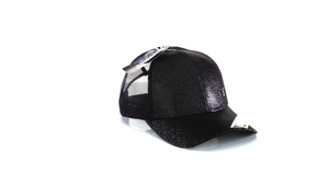 ARIAT Offset Logo Glitter Messy Bun Snapback Cap Black Glitter One Size | 701340627727