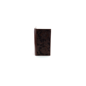 Ariat Men's Tonal Brown Floral Inlay Rodeo Wallet, One Size | 701340579538