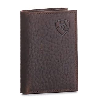 Ariat Trifold Wallet Emboss Corner Logo Brown One Size