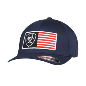 ARIAT Men's Navy Flexfit USA Shield Logo Cap