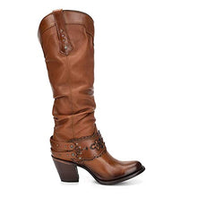 Load image into Gallery viewer, CUADRA Fashion Cowgirl Womens Boots Golden Color - Cowhide Leather - Handmade - Sizes from 6 to 9.5

