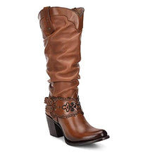Load image into Gallery viewer, CUADRA Fashion Cowgirl Womens Boots Golden Color - Cowhide Leather - Handmade - Sizes from 6 to 9.5
