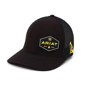 ARIAT Men's Black Snapback Oil Field Rubber Logo Patch Cap