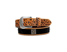 Load image into Gallery viewer, Nocona Men&#39;s Concho Tooled Floral Belt
