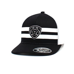 ARIAT Men's Black Stripes Snapback Flexfit Shield Logo Cap