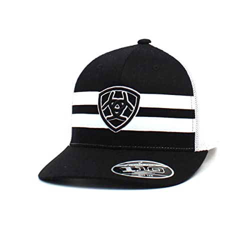 ARIAT Men's Black Stripes Snapback Flexfit Shield Logo Cap