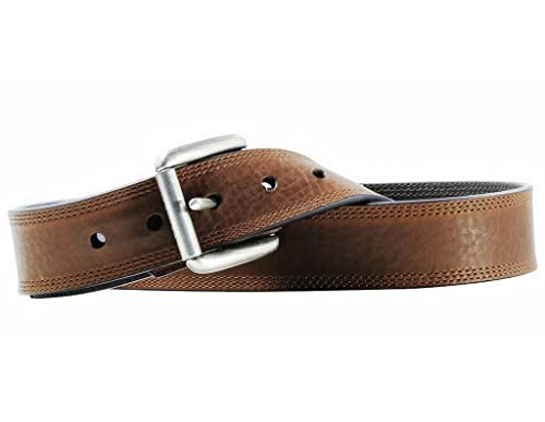 ARIAT Men's Leather Triple Row Stitch Belt w/ Removable Roller Buckle, Dark Copper, Size 48