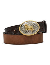 Load image into Gallery viewer, 3D Western Belt Boys Floral Leather Bullrider Dark Brown D4202
