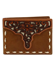 ARIAT Men's Bifold Removable Pass Case Overlay Stitch Medium Brown