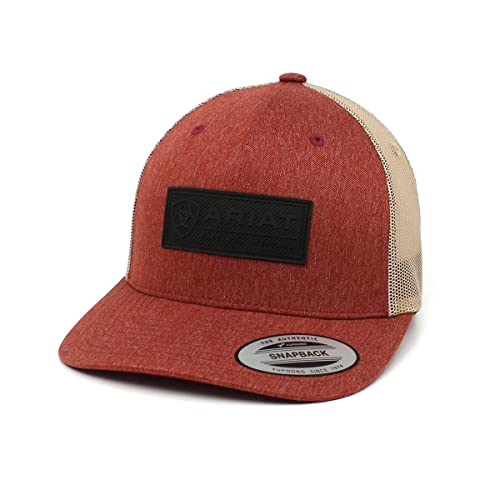 ARIAT Men's Red Snapback Rubber Logo Patch Cap