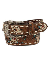 Load image into Gallery viewer, ARIAT Western Belt Womens Floral Overlay Contrast Lacing A1533102
