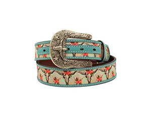 M&F Western A1531433-M 1.5 in. Ladies Ariat Skull Floral Cross Match Tarque Belts - Medium