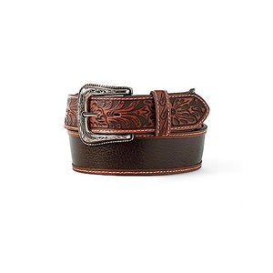 ARIAT Mens Belt 1 7/8" - 1 1/2" Embossed Tabs Brown