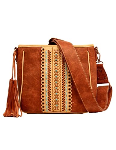 Blazin Roxx Women's Laney Fringe Tassel Concealed Carry Messenger Bag Brown One Size