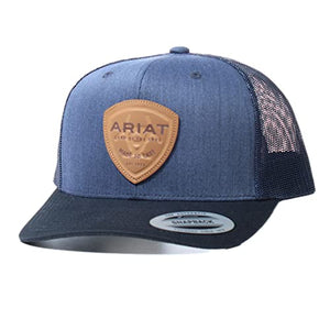 ARIAT Men's Flexfit 110 Leather Logo Cap, Blue